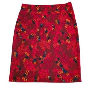 LuLaRoe Cassie Pencil Skirt Burgundy Red Floral Stretch Bodycon USA 2XL NEW